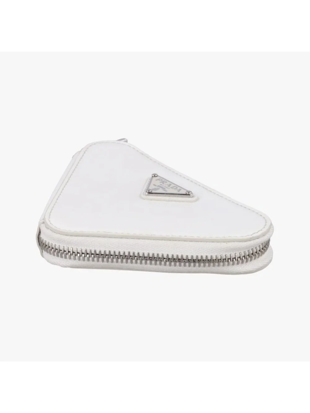 Prada Triangle Chain Pouch White Leather